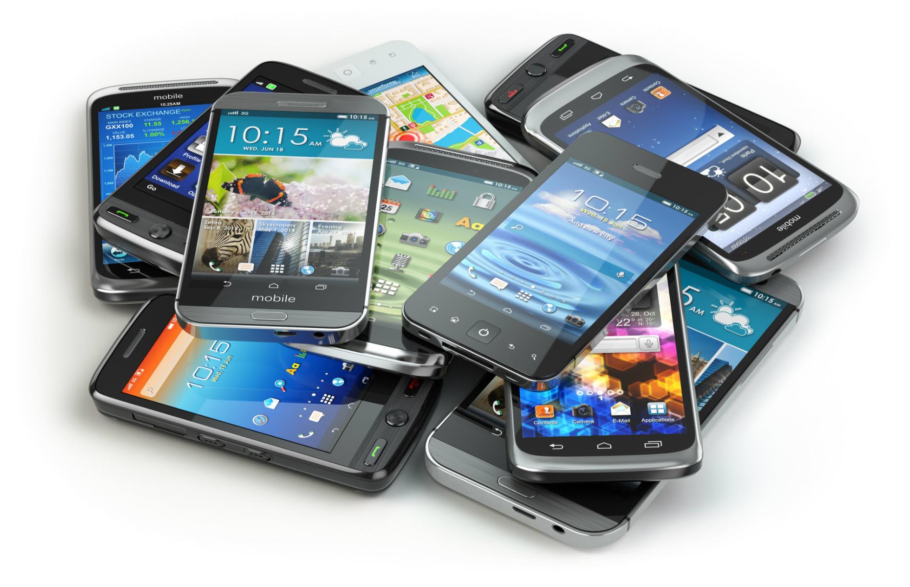 Pile of mobile phones